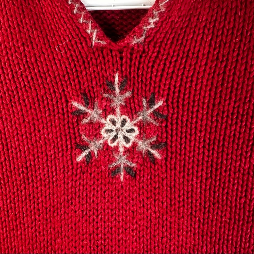 Woolrich Women XL Red Snowflakes Sweater Angora Ramie Blend High Neck Ski Winter - Picture 4 of 10